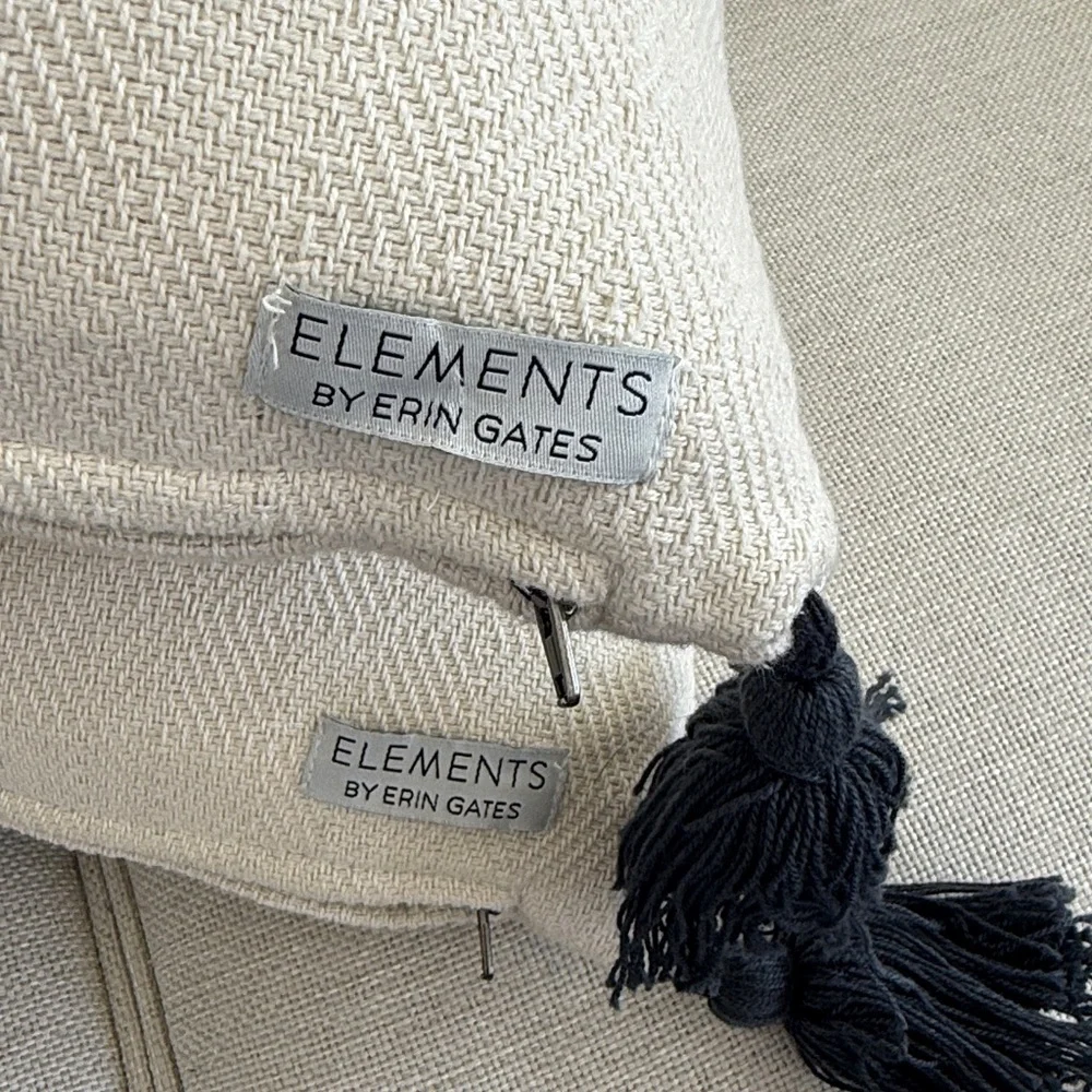 Elements by Erin Gates Navy & Cream Woven Throw Pillows with Tassels - Set of 2
